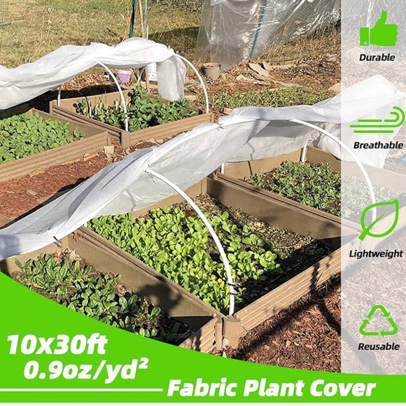 CJGQ (x2) 10’x30’ Polypropylene Plant Cover Blankets, Winter Protection Anti Bug - Picture 2 of 9